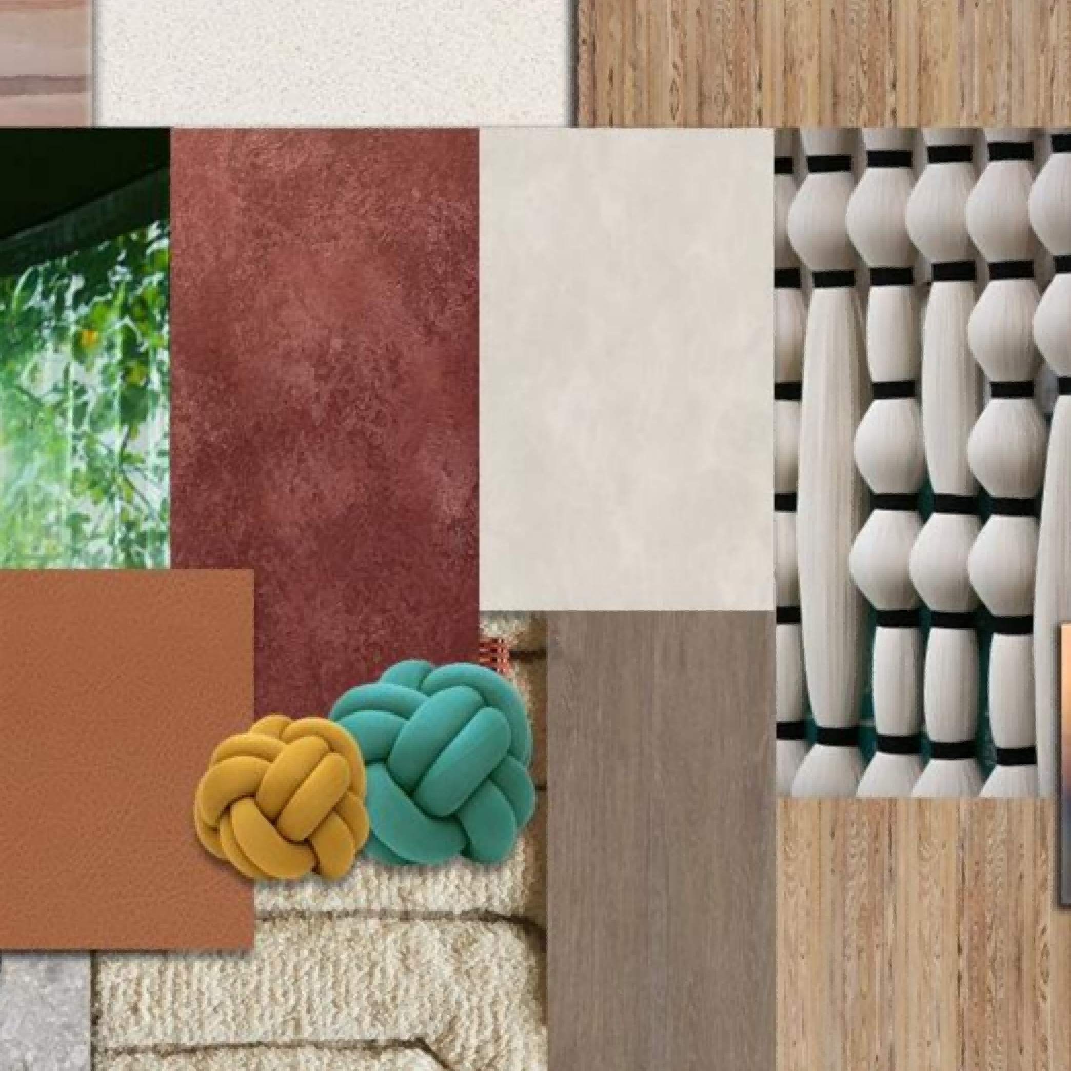 Collage of various materials and textures with a 'Material Board' label.