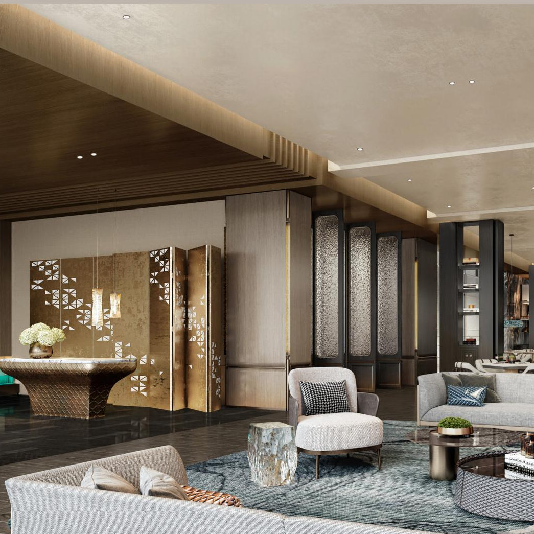 Modern living room with stylish furniture and decor