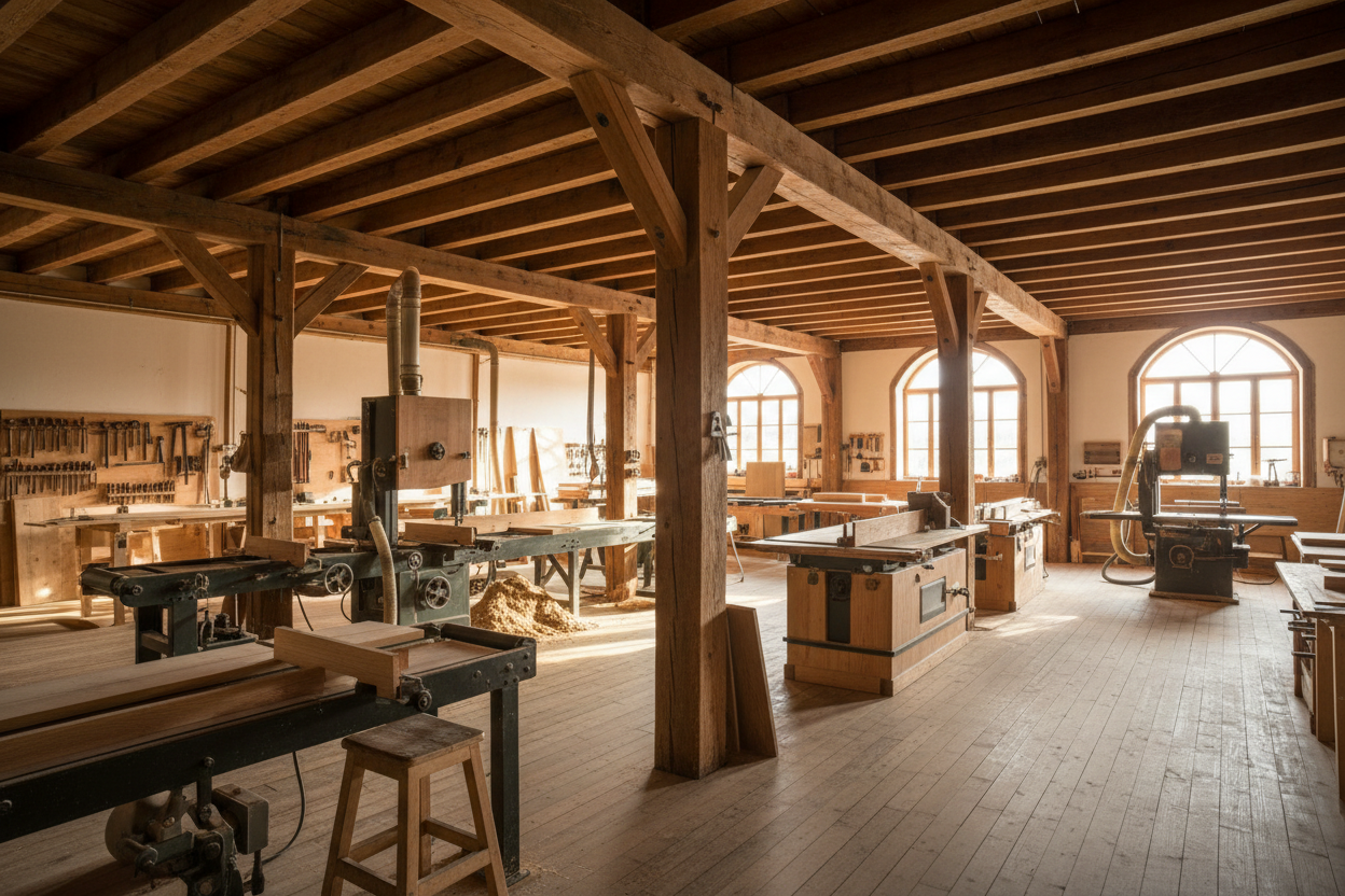 wooden factory, less ai effects